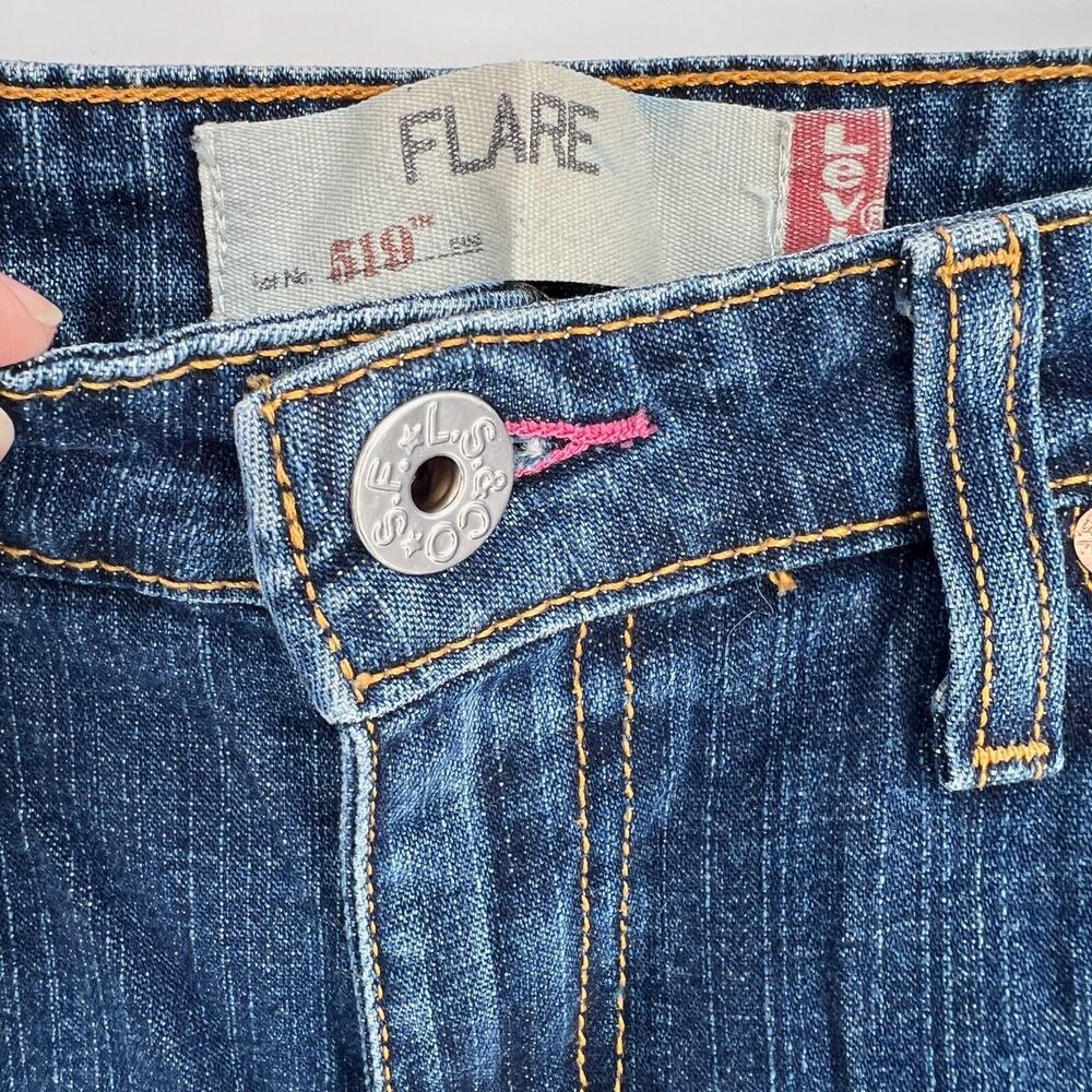 vtg Y2K Levi’s 514 Jeans Sz 11 Juniors Mid Rise Flare Med Wash Bootcut Bell - Picture 3 of 12
